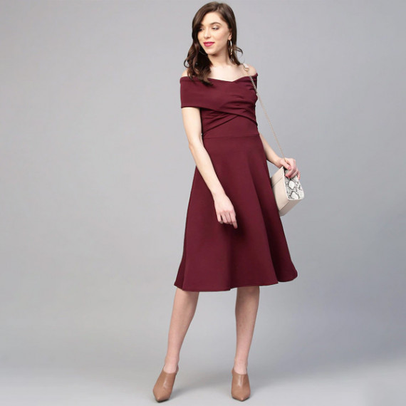 https://fitdrop.in/products/off-shoulder-pleated-fit-flare-dress