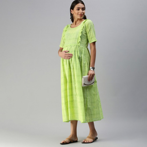 https://fitdrop.in/products/lime-green-woven-design-handloom-maternity-a-line-midi-dress