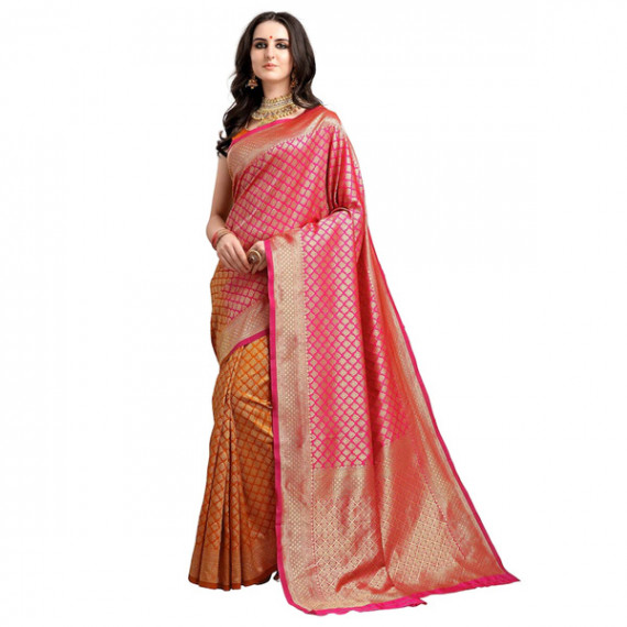 https://fitdrop.in/products/pink-mustard-yellow-ethnic-motifs-woven-design-half-half-kanjeevaram-saree